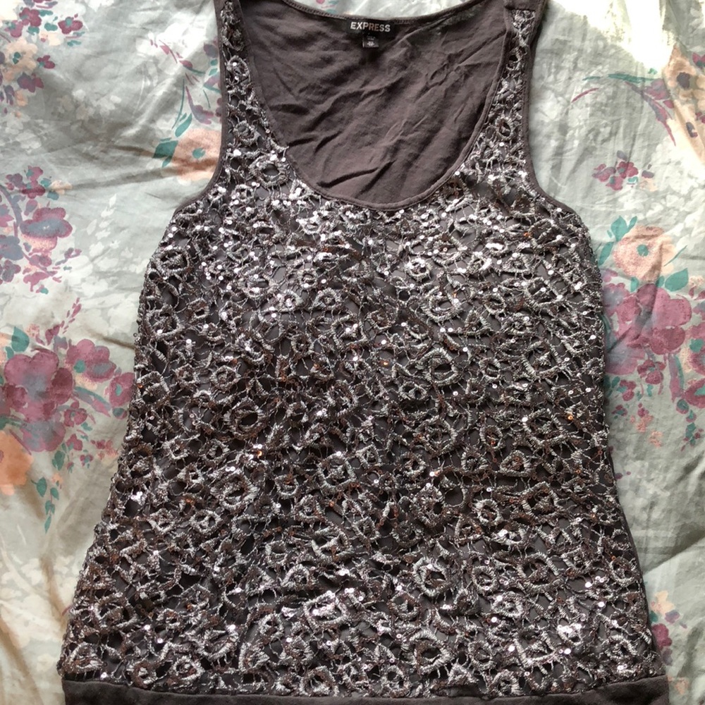 Gorgeous sequined gray and silver EXPRESS tank!